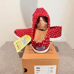 TOMS Kids Red Polka Dot Slip-On Sneakers